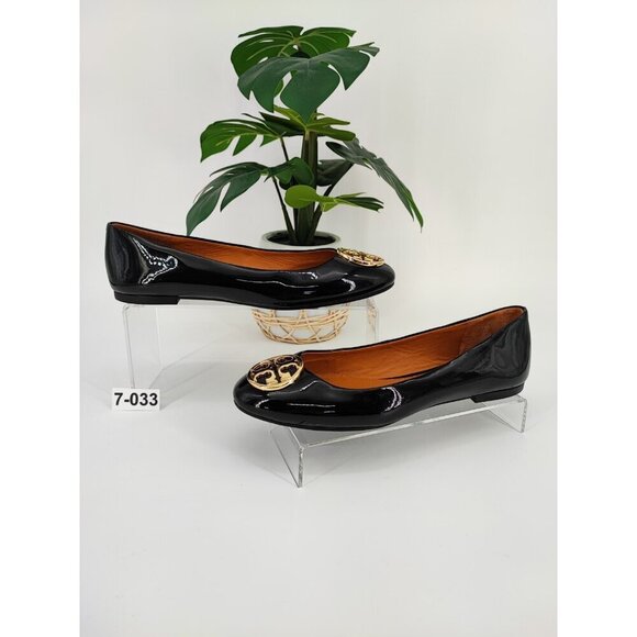 Tory Burch Women's Chelsea Leather Cap Toe Black Ballet Flats Size 7M US - Picture 1 of 8